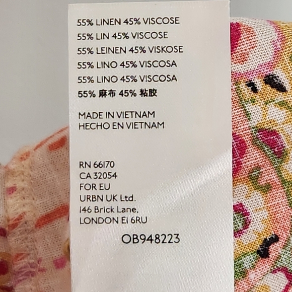 Free People Linen Pink/Cream Floral Print Ruffled Hem Tunic/Mini Dress Size L - Picture 12 of 12